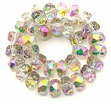 Approx. 7" Strand 8x5mm Crystal Faceted Rondelle Beads, Crystal/Rainbow Iris