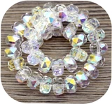 Approx. 7" Strand 8x5mm Crystal Faceted Rondelle Beads, Crystal AB