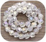 Approx. 9.5" Strand 6x5mm English-Cut Crystal Faceted Round Beads, Crystal AB