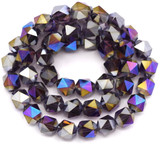 Approx. 10.5" Strand 6x5mm English-Cut Crystal Faceted Round Beads, Violet AB