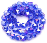 Approx. 9.5" Strand 6x5mm English-Cut Crystal Faceted Round Beads, Sapphire AB