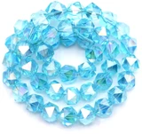 Approx. 9" Strand 6x5mm English-Cut Crystal Faceted Round Beads, Aqua AB