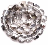 Approx. 7.5" Strand 6mm Crystal Faceted Cube Beads, Crystal/Silver Shadow
