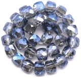 Approx. 7.5" Strand 6mm Crystal Faceted Cube Beads, Steel Blue Shimmer
