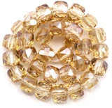 Approx. 7.5" Strand 6mm Crystal Faceted Cube Beads, Light Topaz Shimmer