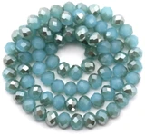 Approx. 14.5" Strand 6x4mm Crystal Rondelle Beads, Light Blue Jade w/Champagne