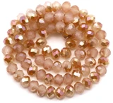 Approx. 15" Strand 6x4mm Crystal Rondelle Beads, Peach Jade w/Magma