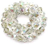 Approx. 9.5" Strand 5.5mm English-Cut Crystal Faceted Round Beads, Crystal/Vitrail Light
