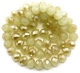 Approx. 16" Strand 8x6mm Crystal Faceted Rondelle Beads, Jade Green w/Champagne Luster