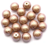 5-Gram Bag (About 16pc) 6mm Czech Pressed Glass Druk Round Beads, Alabaster w/Pearlescent Pink