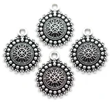 4pc 20x16mm Round Charms, Antique Silver