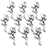 10pc 16x8mm Fairy Charms, Antique Silver