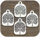 4pc 31.5x22mm Tree Tag-Shaped Pendants, Antique Silver