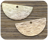 2pc 21x10.5mm 18k Gold-Plated Brass Half-Circle Textured Drops