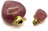 RANDOM PICK: 1pc Approx. 32-37x15-22mm Strawberry Quartz Faceted Perfume Bottle Pendant w/2 Gold Loops (Random Size/Shape)