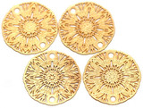 4pc 18.5mm Brass Filigree Floral Medallion Links, Gold