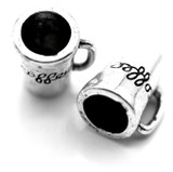 2pc 9x6mm "coffee" Mug Charms, Antique Silver