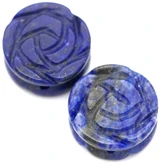 2pc Approx. 14mm Lapis Lazuli Carved Rose Beads (See Photos for Variation)