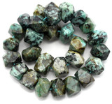 Approx. 8" Strand 9-12x6-9mm African "Turquoise" Jasper (Dyed) Faceted Polygon Beads