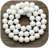 Approx. 15" Strand 8mm Glass Round Beads, Opaque White