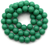 Approx. 15" Strand 8mm Glass Round Beads, Opaque Dark Sea Green