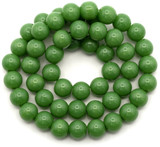 Approx. 15" Strand 8mm Glass Round Beads, Opaque Olive