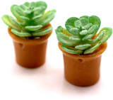 2pc Approx. 23x17mm Resin Potted Succulent Pendants, Green/Brown (See Photos for Variation)