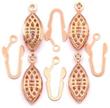 4 Sets 21x7mm Stainless Steel Marquise Fish Hook and Box Clasps, Rose Gold