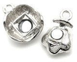 19x12mm Brass Rose Magnetic Clasp, Antique Silver