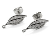 2pc 19x8mm Surgical Steel Leaf Earstud w/Loop, Earnuts Included