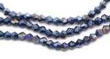 Approx. 13" Strand 4mm Crystal Faceted Bicone Beads, Opaque Marine Blue AB