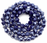 Approx. 12" Strand 4mm Crystal Faceted Bicone Beads, Opaque Sapphire AB