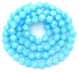 Approx. 13" Strand 4mm Crystal Faceted Bicone Beads, Opaque Sky Blue AB