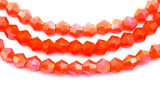 Approx. 13" Strand 4mm Crystal Faceted Bicone Beads, Opaque Coral AB