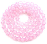 Approx. 12" Strand 4mm Crystal Faceted Bicone Beads, Pink Opal