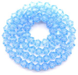 Approx. 12" Strand 4mm Crystal Faceted Bicone Beads, Blue Opal