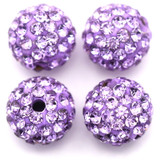 4pc 10mm Rhinestone Round Beads, Violet