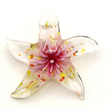 Approx. 48x50mm Lampwork Glass Starfish Pendant, Crystal/Pink Multi