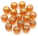 16pc 8mm Czech Pressed Glass Druk Round Beads, Pale Pink Opal w/Gold Shimmer