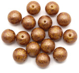 16pc 8mm Czech Glass Druk Round Beads, Alabaster & Vivid Cherry w/Rose Gold Wash