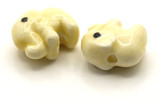 2pc 14x11mm Handmade Porcelain Elephant Beads, Ivory