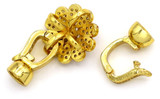 34x14mm Brass & Cubic Zirconia Flower Double Fold-Over Clasp, Gold
