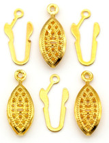 3 Sets 17x7mm Brass Fishhook & Box Clasps, Gold
