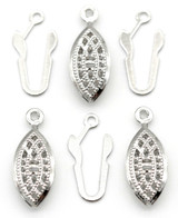 3 Sets 17x7mm Brass Fishhook & Box Clasps, Silver