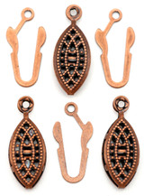 3 Sets 17x7mm Brass Fishhook & Box Clasps, Antique Copper