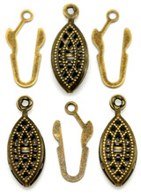 3 Sets 17x7mm Brass Fishhook & Box Clasps, Antique Bronze