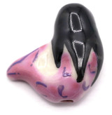 20x19mm Hand-Painted Porcelain Mermaid Beads, Purple/Black