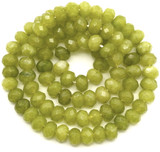 Approx. 14.5" Strand 6x4mm Malaysia Jade (Dyed Quartz) Faceted Rondelle Beads, Olive Green