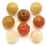 2pc 10x9mm Red Aventurine Carved Lotus Beads (See Photos for Variation)