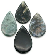 1pc Approx. 31-55mm Moss Agate Teardrop Pendant